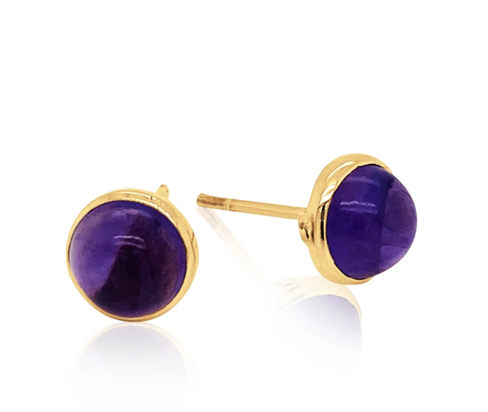 Amethyst Cabochon Stud Earrings — Wm. Effler Jewelers